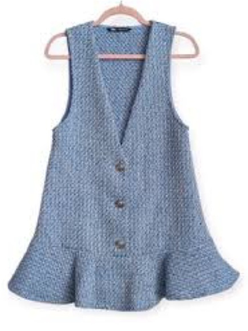 Zara textured pinafore dress, blue  size M baby shower, wedding guest